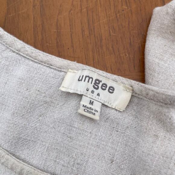 Umgee Women M Linen Blend Tunic Top Minimal ResortWear Lagenlook Coastal Grandma - Picture 5 of 7